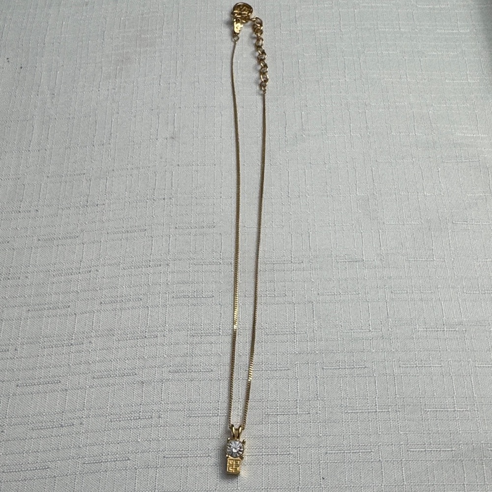 Vintage Givenchy Gold Plated Necklace with Crystal Pendant - Picture 5 of 5